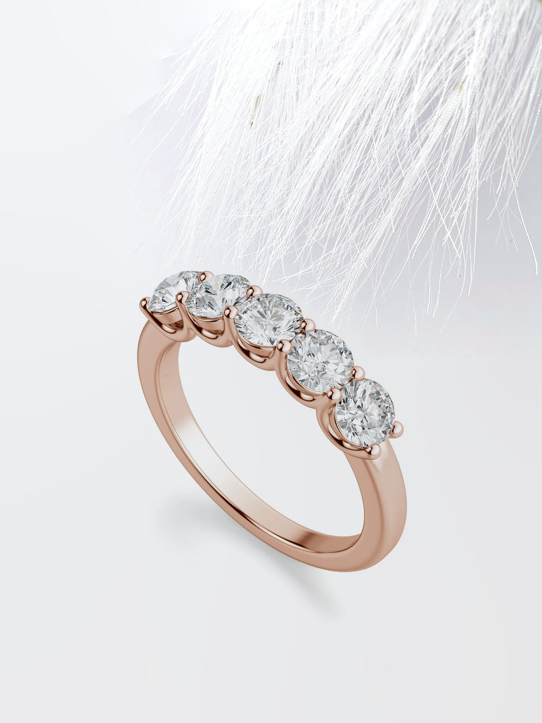 Round Cut Five Stone Diamond Wedding Band