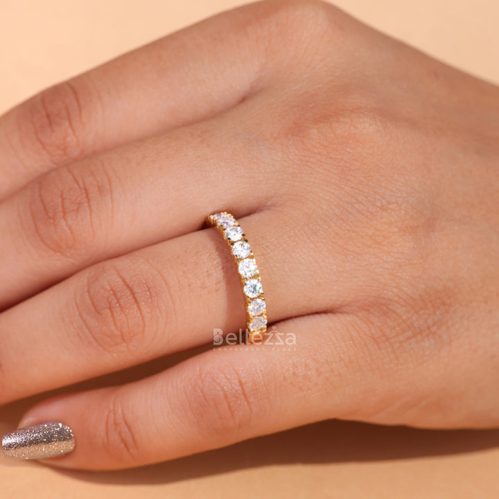 Round Cut Half Eternity Wedding Band For Her - Ready To Ship