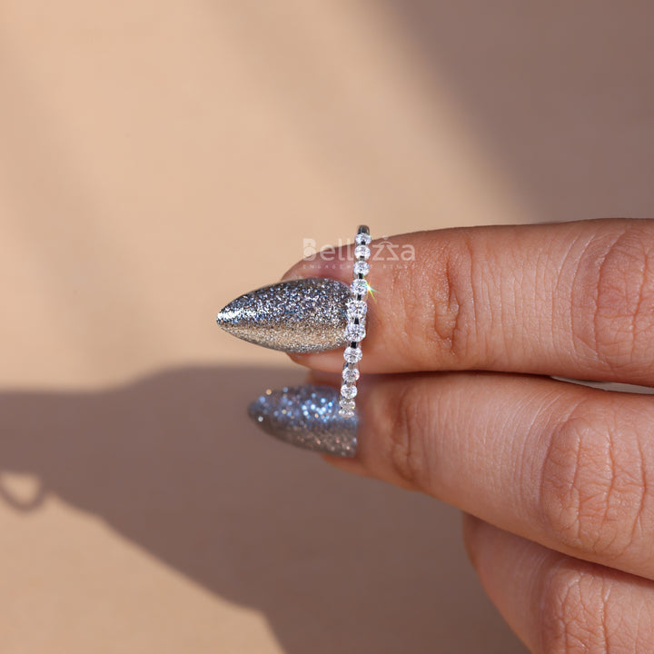 Round Diamond Bubble Pave Moissanite Wedding Band - Ready To Ship