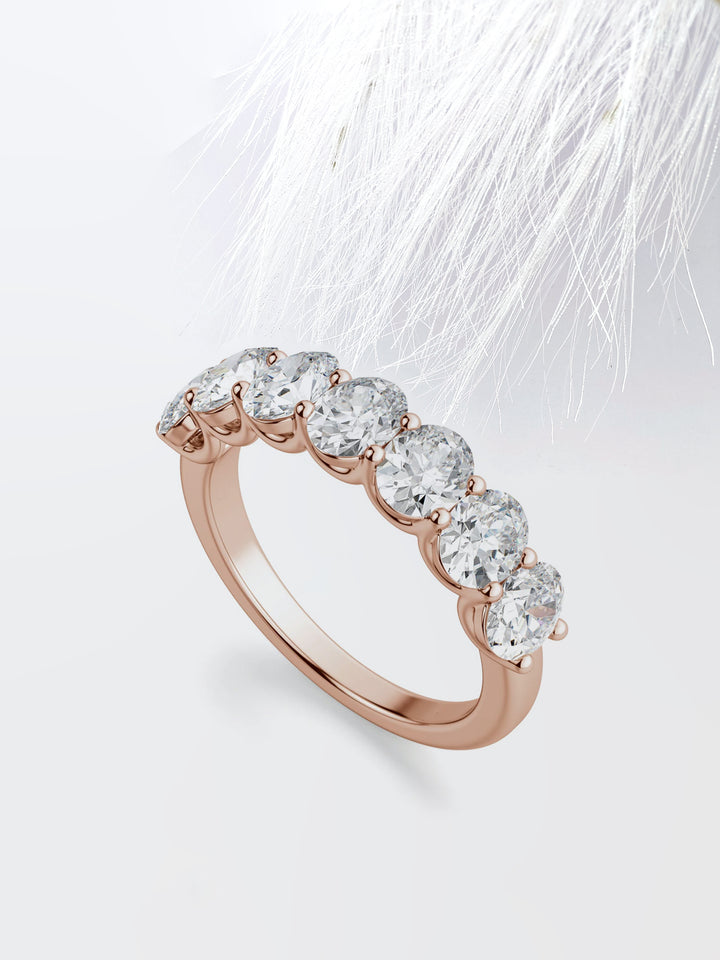 Oval Cut Seven Stone Wedding Band For Women