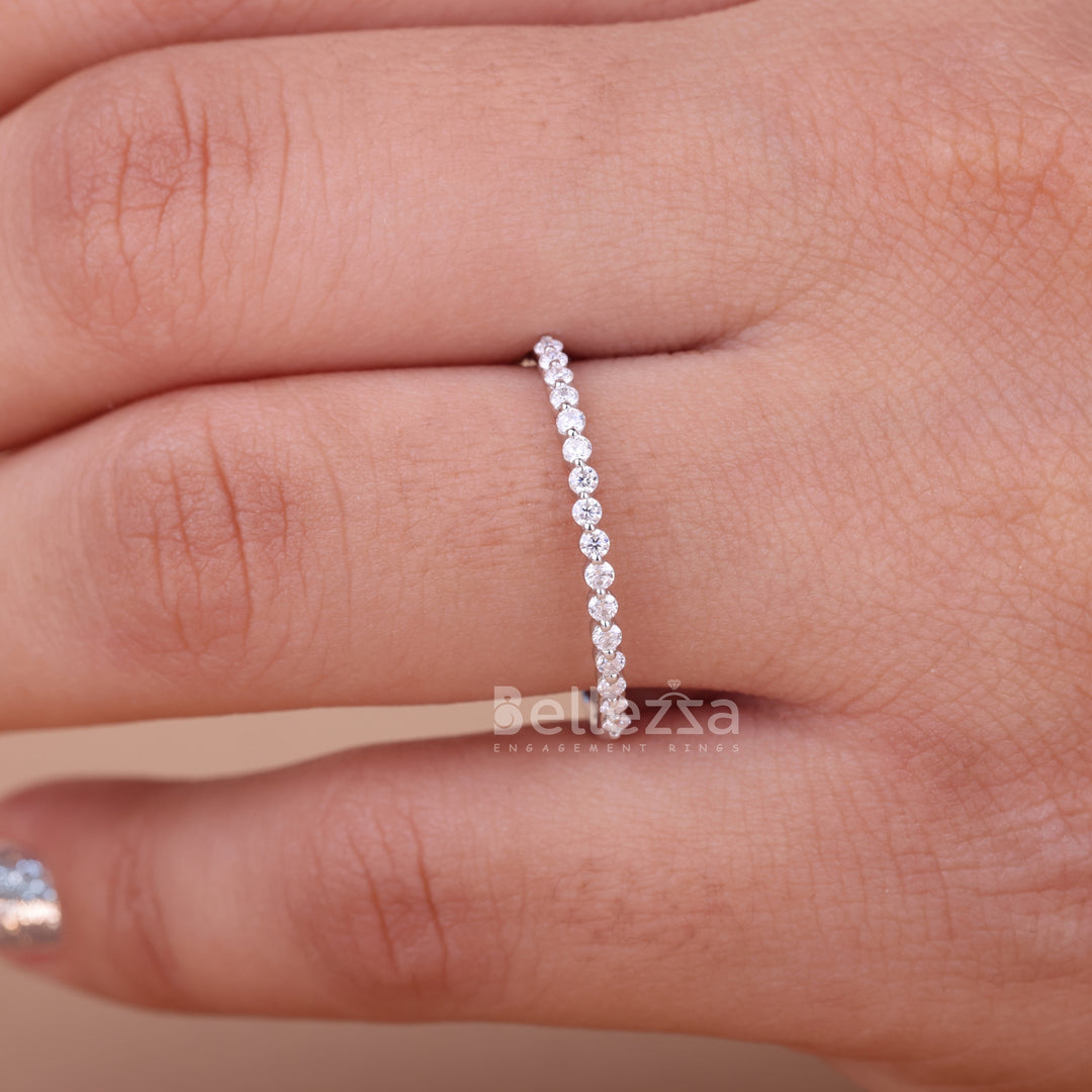 0.30TCW Round Brilliant Bubble Prong Moissanite Wedding Band - Ready to Ship