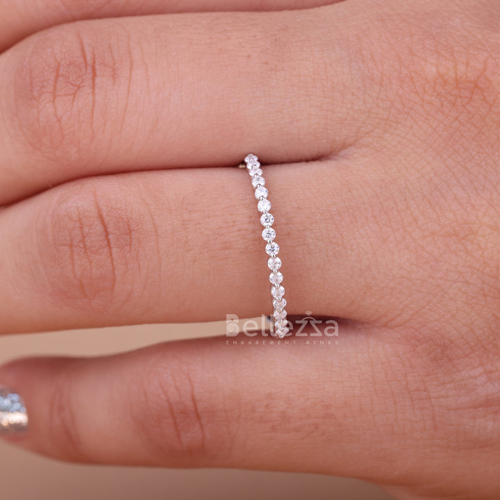 0.30TCW Round Brilliant Bubble Prong Moissanite Wedding Band - Ready to Ship