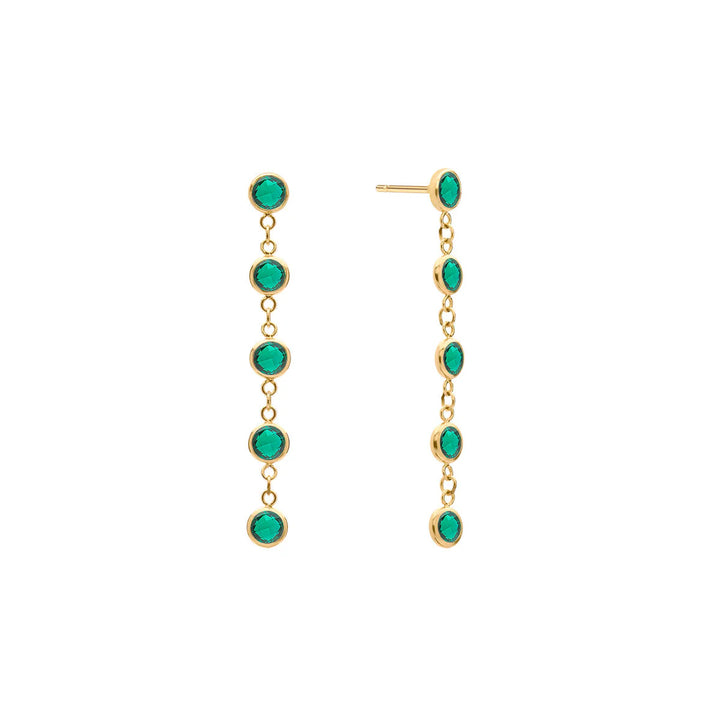 5.04TCW Round Cut Emerald Moissanite May Birthstone Dangle Earrings