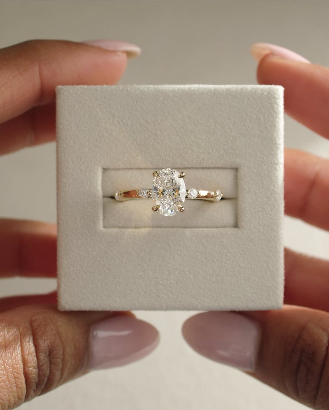 1.0 CT Oval Cut Hidden Halo Moissanite Engagement Ring