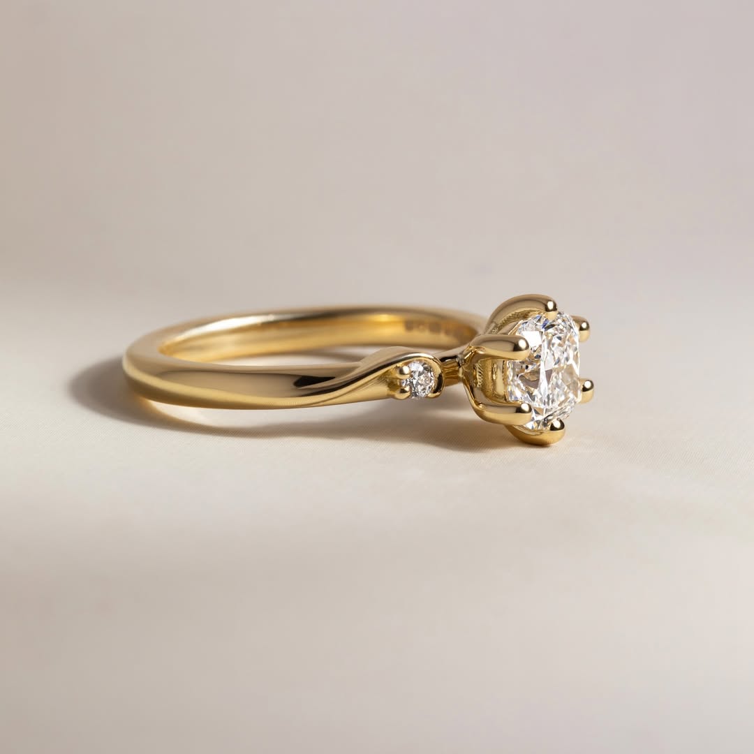 0.90-3.0CT Cushion  Lab Grown Diamond Three Stone Style Engagement Ring