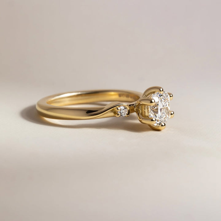 0.90-3.0CT Cushion  Lab Grown Diamond Three Stone Style Engagement Ring