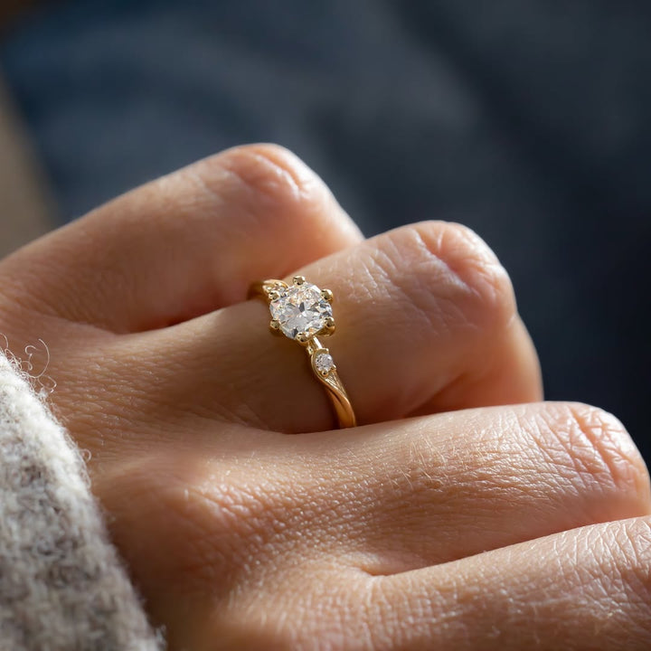 0.90-3.0CT Cushion  Lab Grown Diamond Three Stone Style Engagement Ring