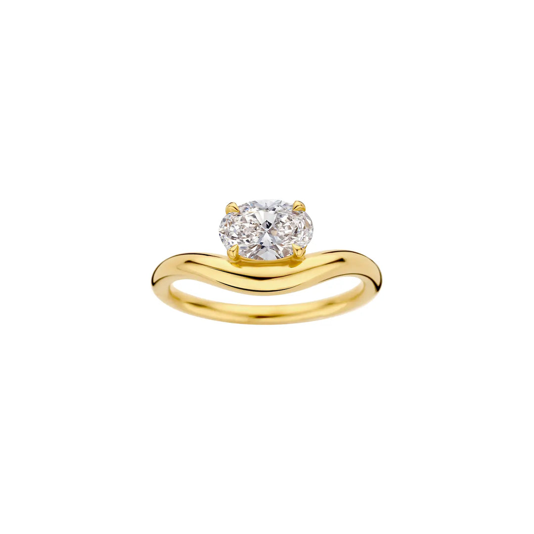 0.80CT East West Oval Cut Solitaire Moissanite Engagement Ring