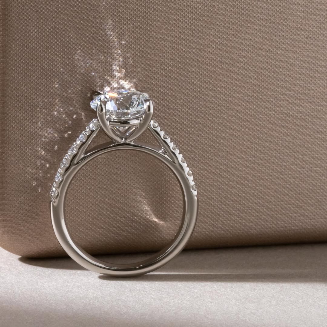 1.50 - 3.50 CT Round  Lab Grown Diamond Pave Style Engagement Ring