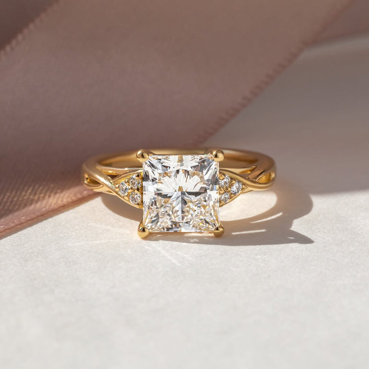 2.70 - 4.70 CT Princess  Lab Grown Diamond Vintage Style Engagement Ring
