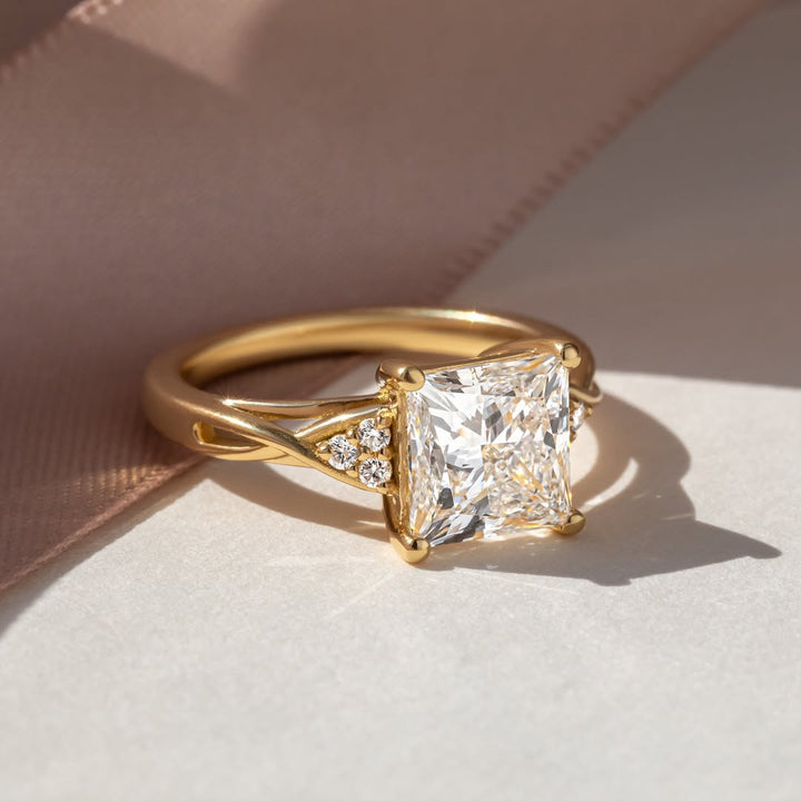 2.70 - 4.70 CT Princess  Lab Grown Diamond Vintage Style Engagement Ring