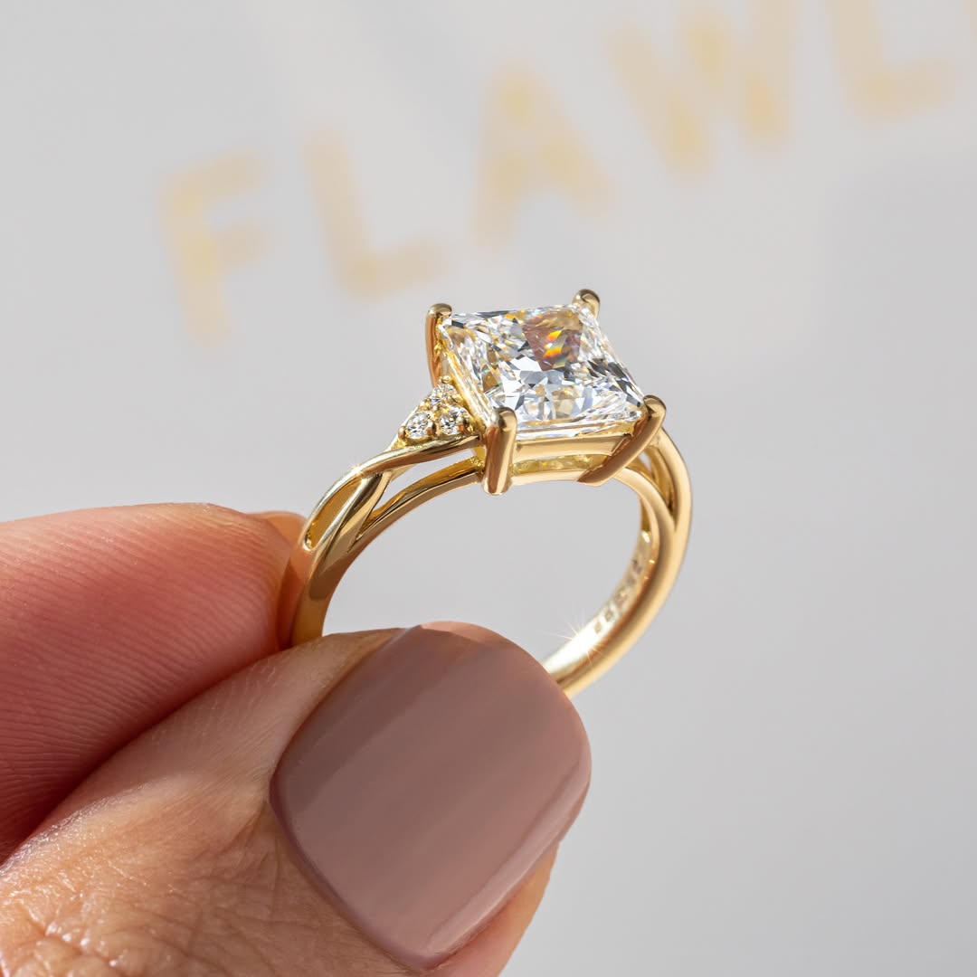 2.70 - 4.70 CT Princess  Lab Grown Diamond Vintage Style Engagement Ring