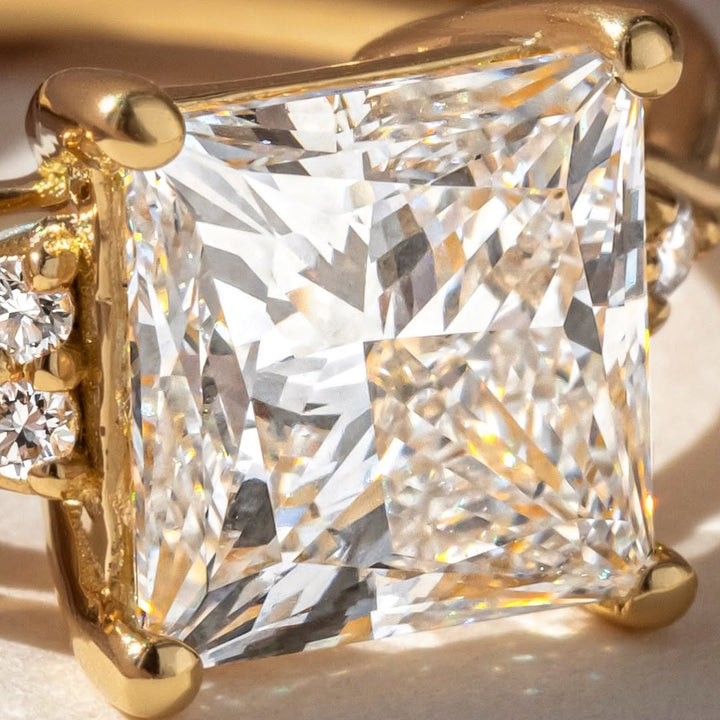 2.70 - 4.70 CT Princess  Lab Grown Diamond Vintage Style Engagement Ring