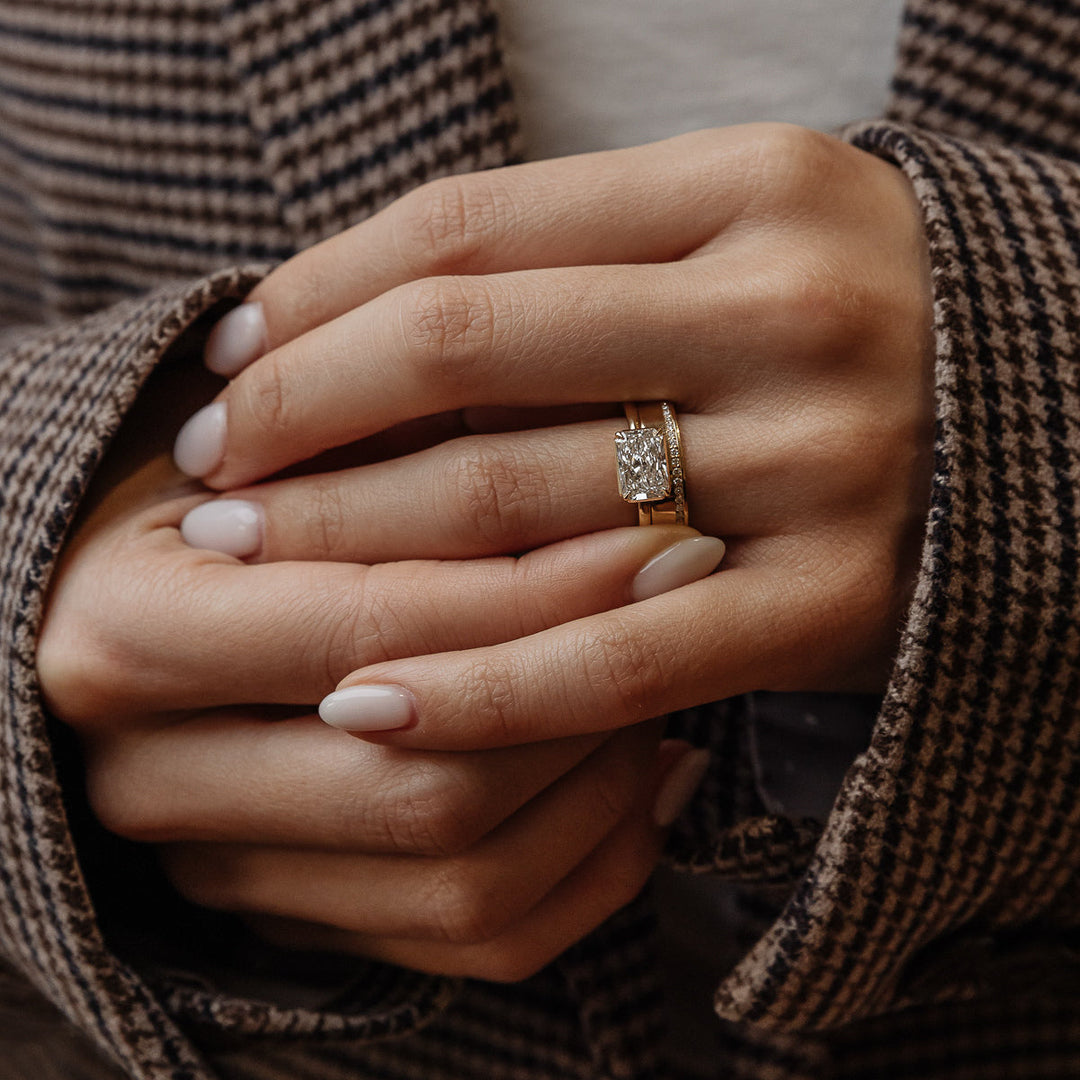 1.0 -3.0 CT Radiant  Lab Grown Diamond Unique Engagement ring