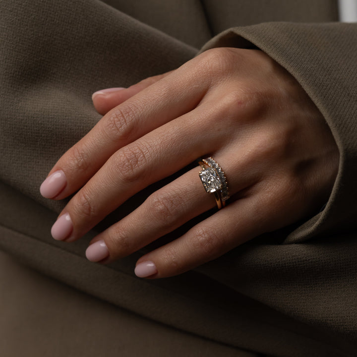 1.0 -3.0 CT Radiant  Lab Grown Diamond Unique Engagement ring