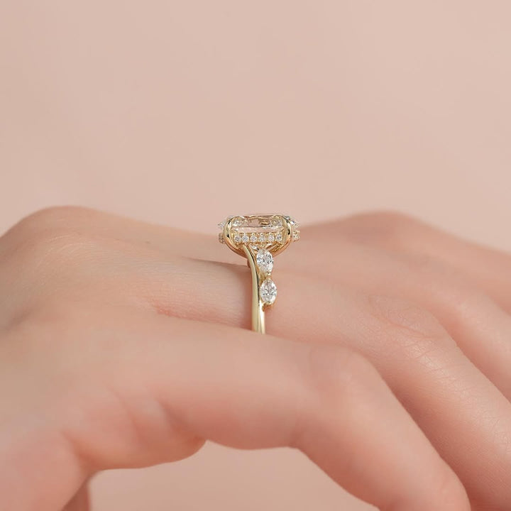 1.0-3.0 CT Oval  Lab Grown Diamond Pave Setting Engagement Ring