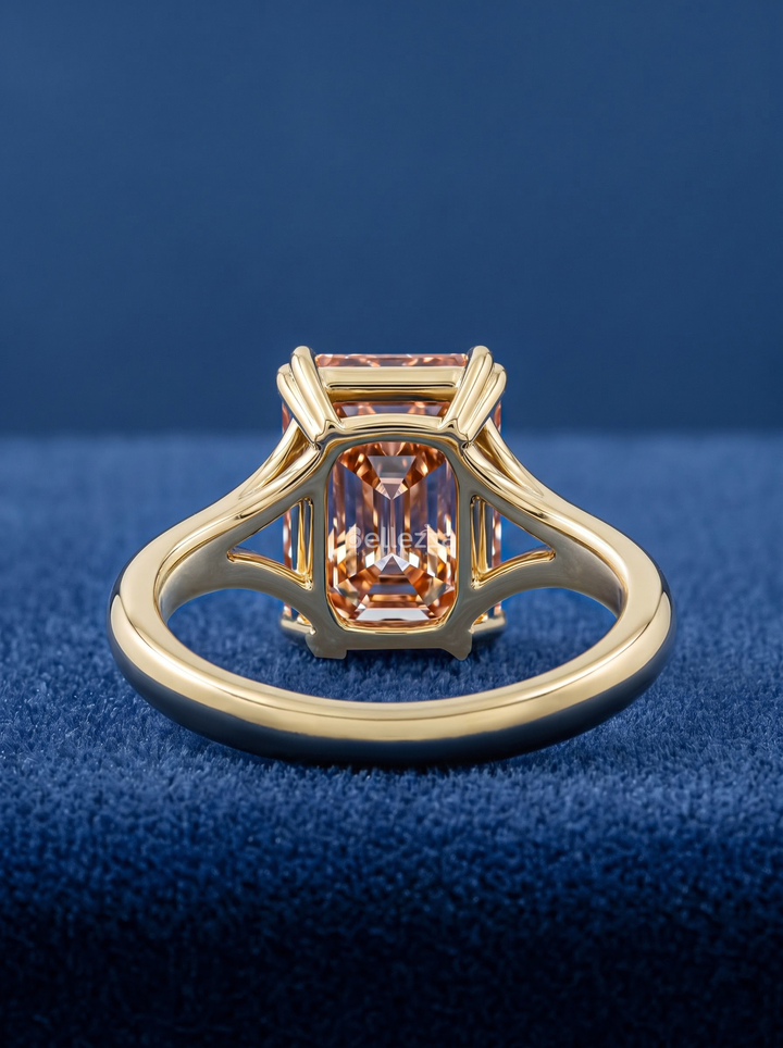 3.0CT Champagne Radiant Lab Grown Diamond Split Shank Engagement Ring