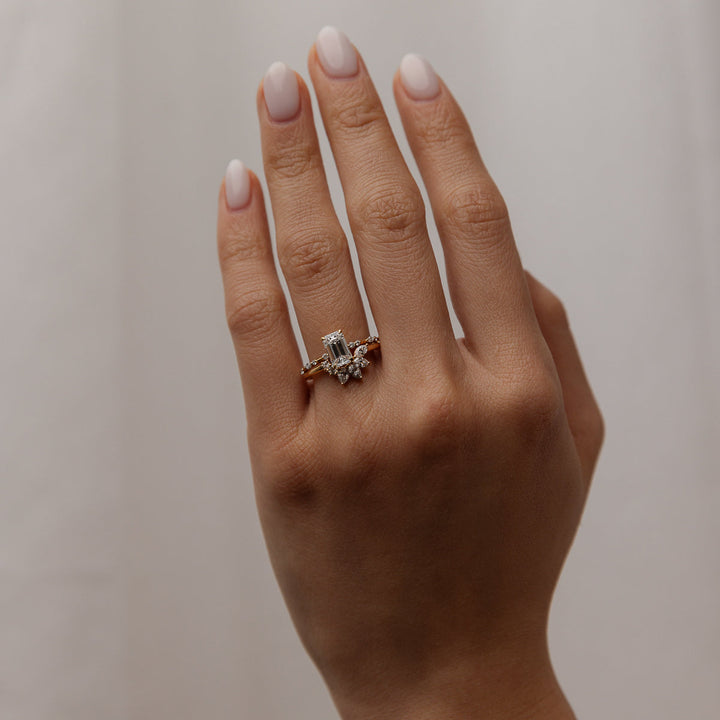 1.0 -3.0 CT Emerald  Lab Grown Diamond Dainty Engagement ring