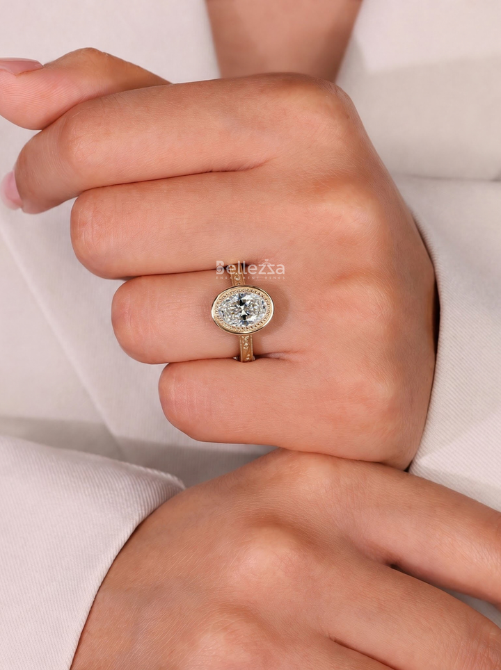 2.00CT Unique Vintage Oval Lab Grown Diamond Engagement Ring