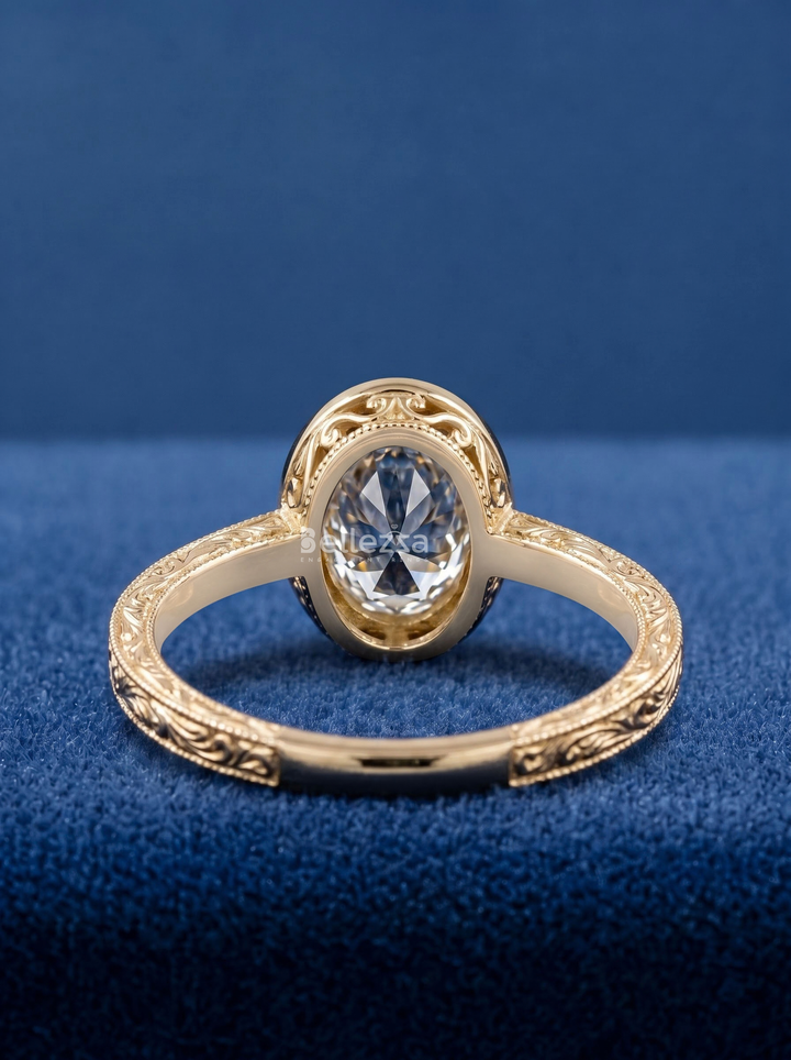 2.00CT Unique Vintage Oval Lab Grown Diamond Engagement Ring