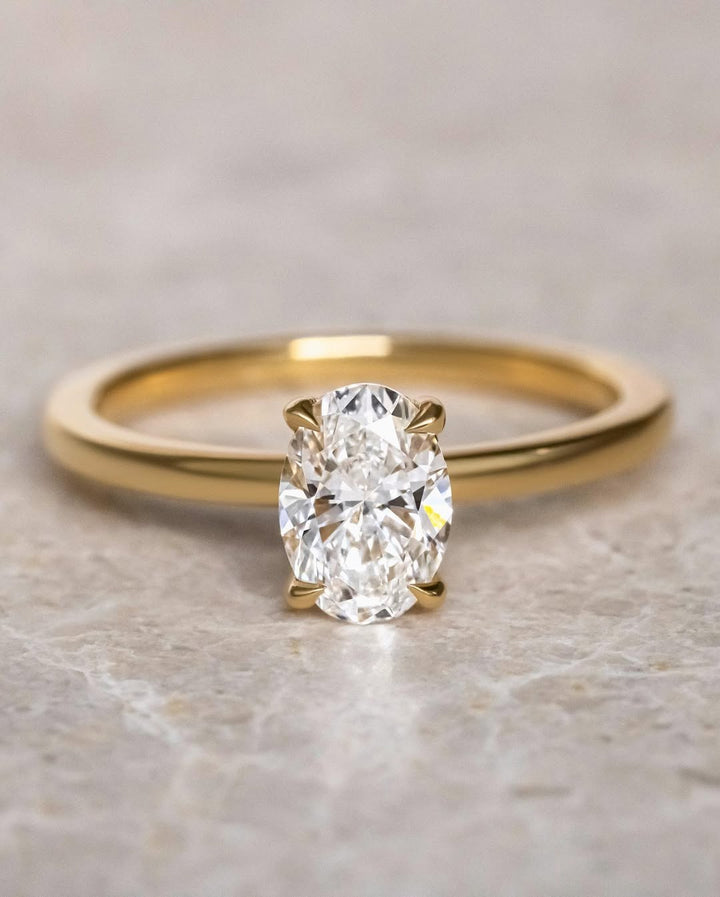 1.5 - 3.5 CT Oval  Lab Grown Diamond Hidden Halo Style Engagement Ring