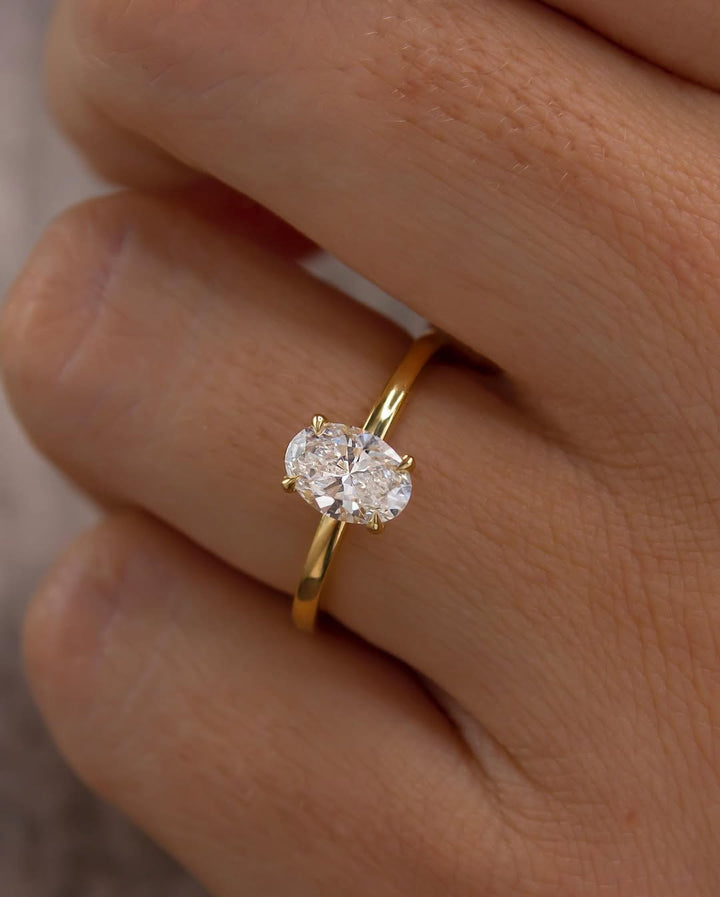 1.5 - 3.5 CT Oval  Lab Grown Diamond Hidden Halo Style Engagement Ring