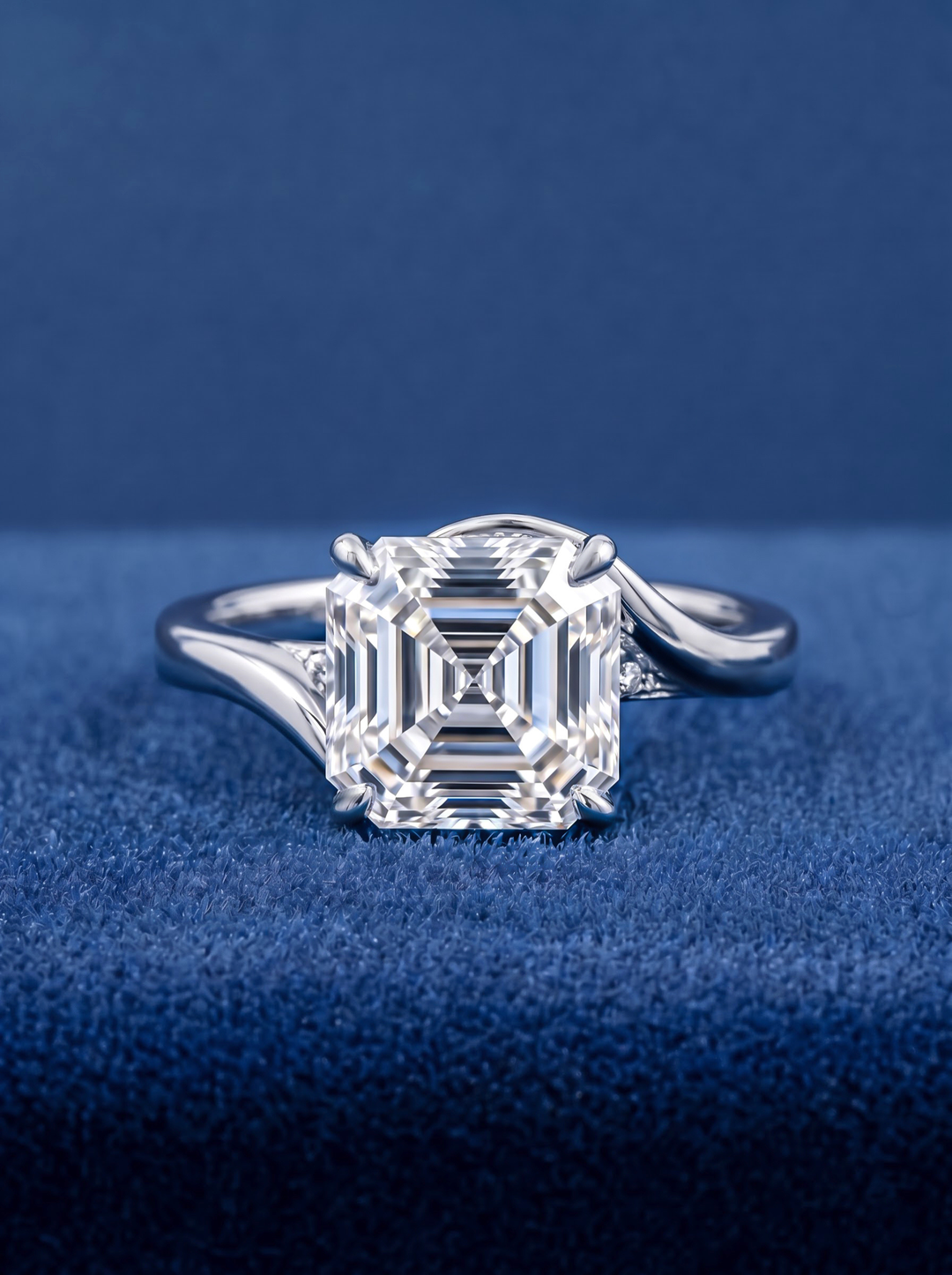 2.0CT Asscher Diamond Bypass Engagement Ring For Women