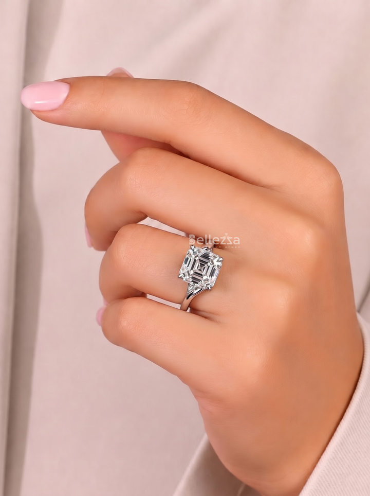 2.0CT Asscher Diamond Bypass Engagement Ring For Women