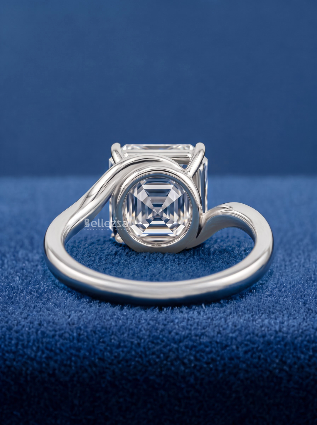 2.0CT Asscher Diamond Bypass Engagement Ring For Women