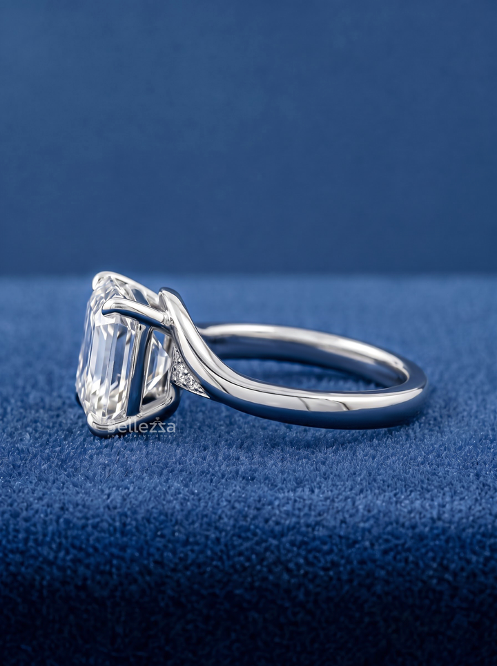 2.0CT Asscher Diamond Bypass Engagement Ring For Women