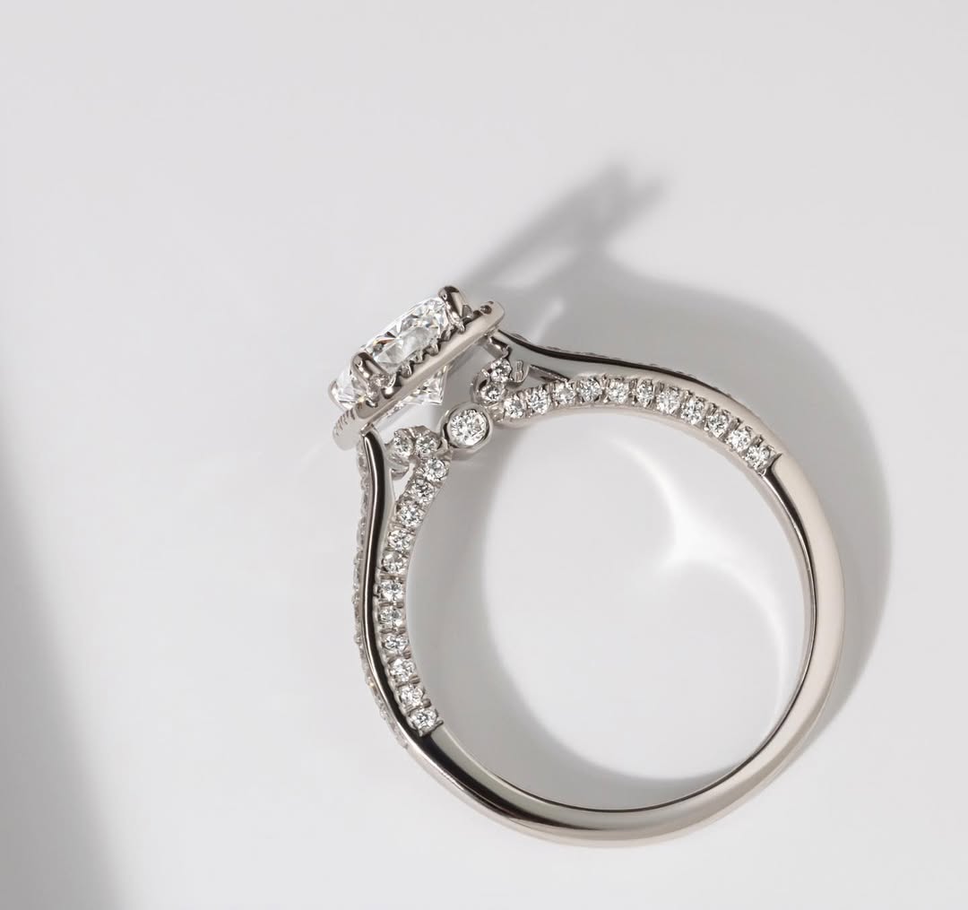 1.20 - 3.20 CT Radiant  Lab Grown Diamond Pave & Halo Style Engagement Ring