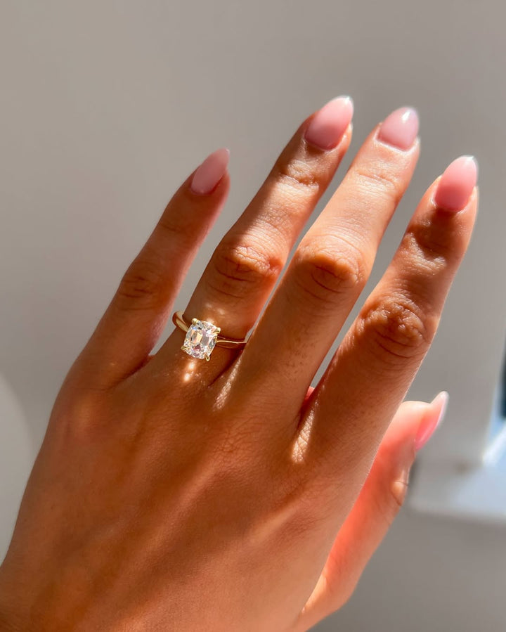 1.60-3.50 CT Cushion  Lab Grown Diamond Solitaire Engagement Ring