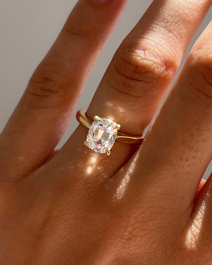 1.60-3.50 CT Cushion  Lab Grown Diamond Solitaire Engagement Ring