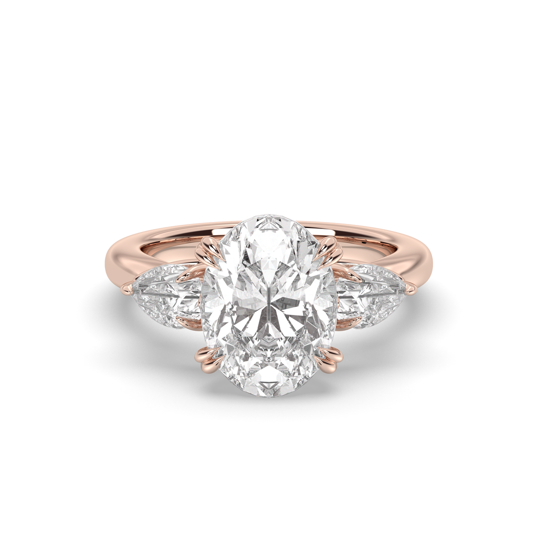 1.5-3.50 CT Oval Diamond Three Stone Engagement Ring