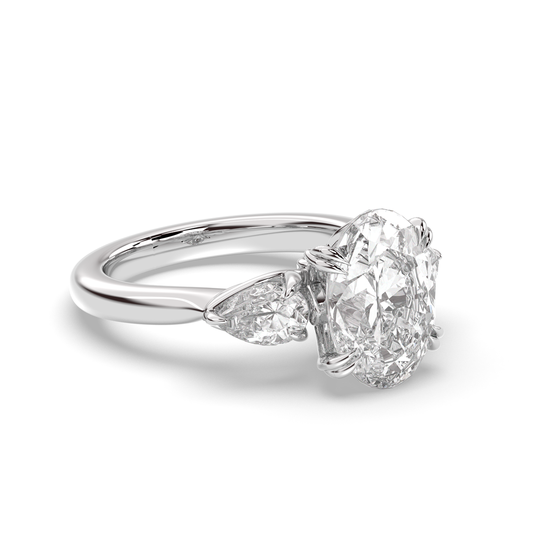 1.5-3.50 CT Oval Diamond Three Stone Engagement Ring