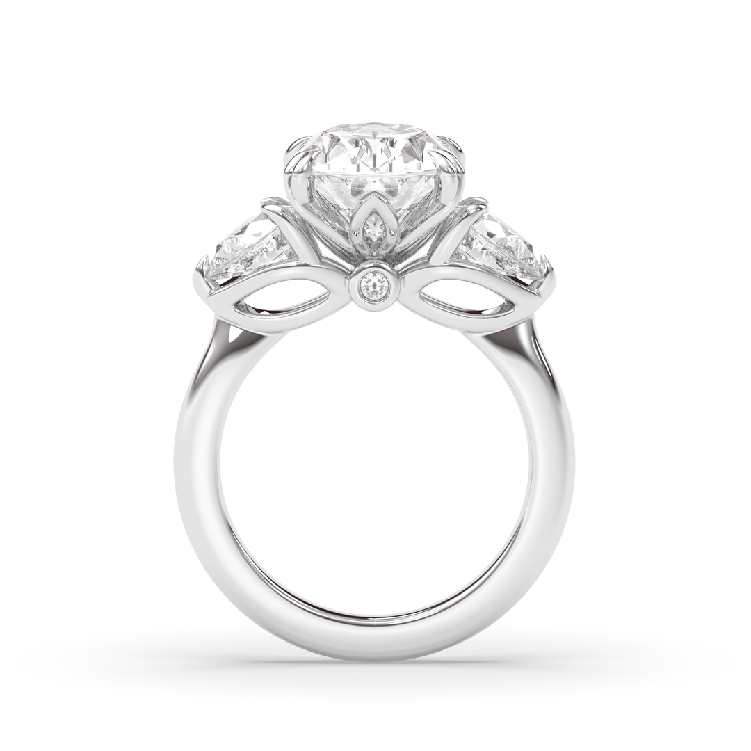 1.5-3.50 CT Oval Diamond Three Stone Engagement Ring