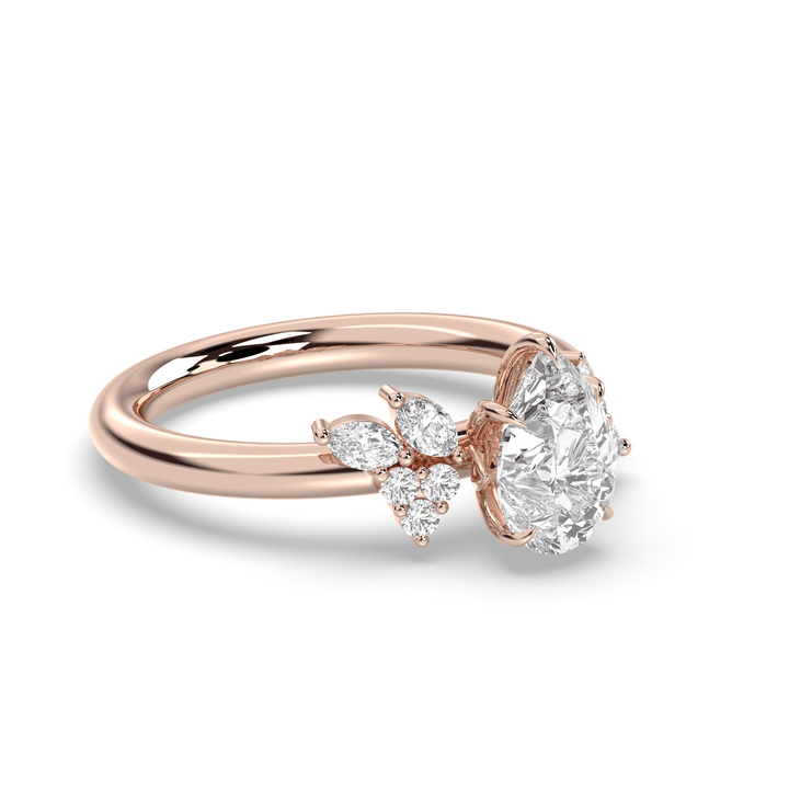1.0-3.0CT Pear Lab Grown Diamond Unique Cluster Engagement Ring
