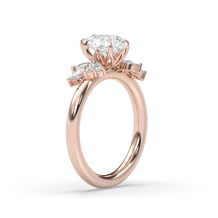 1.0-3.0CT Pear Lab Grown Diamond Unique Cluster Engagement Ring