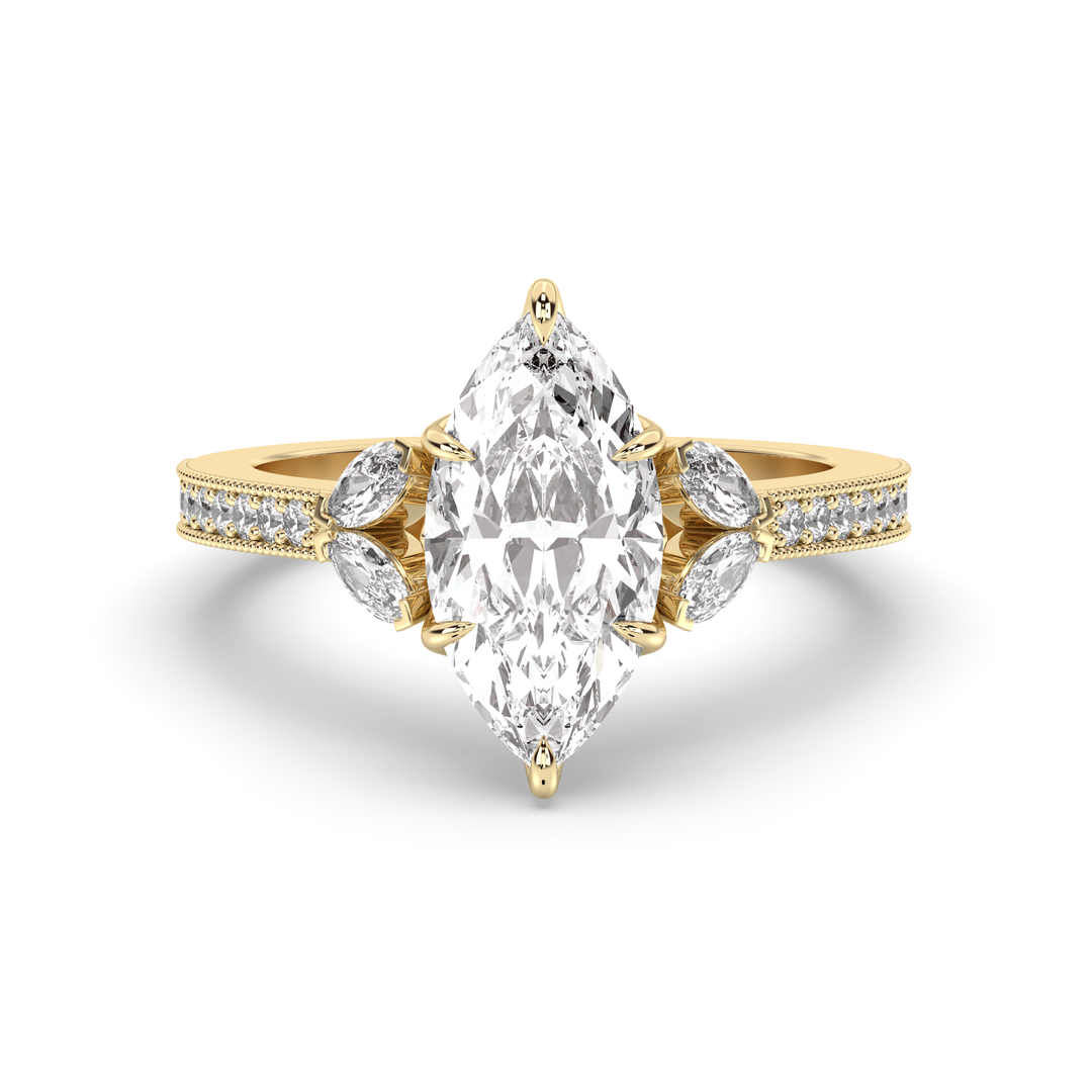 1.5-3.50 CT Marquise Diamond Pave Engagement Ring