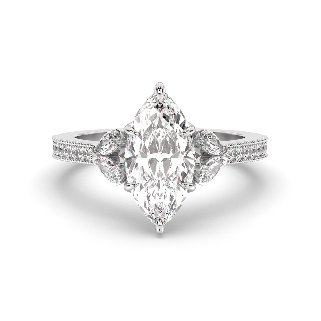 1.5-3.50 CT Marquise Diamond Pave Engagement Ring
