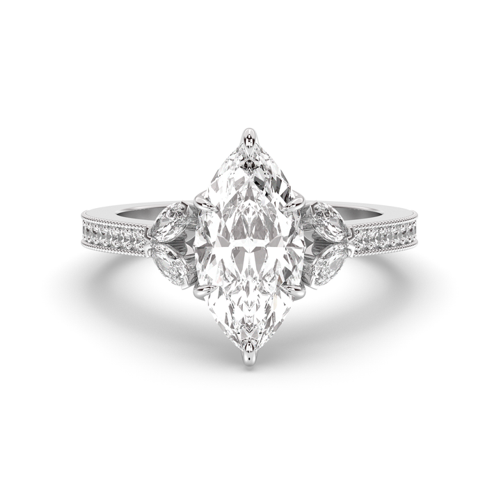1.5-3.50 CT Marquise Diamond Pave Engagement Ring