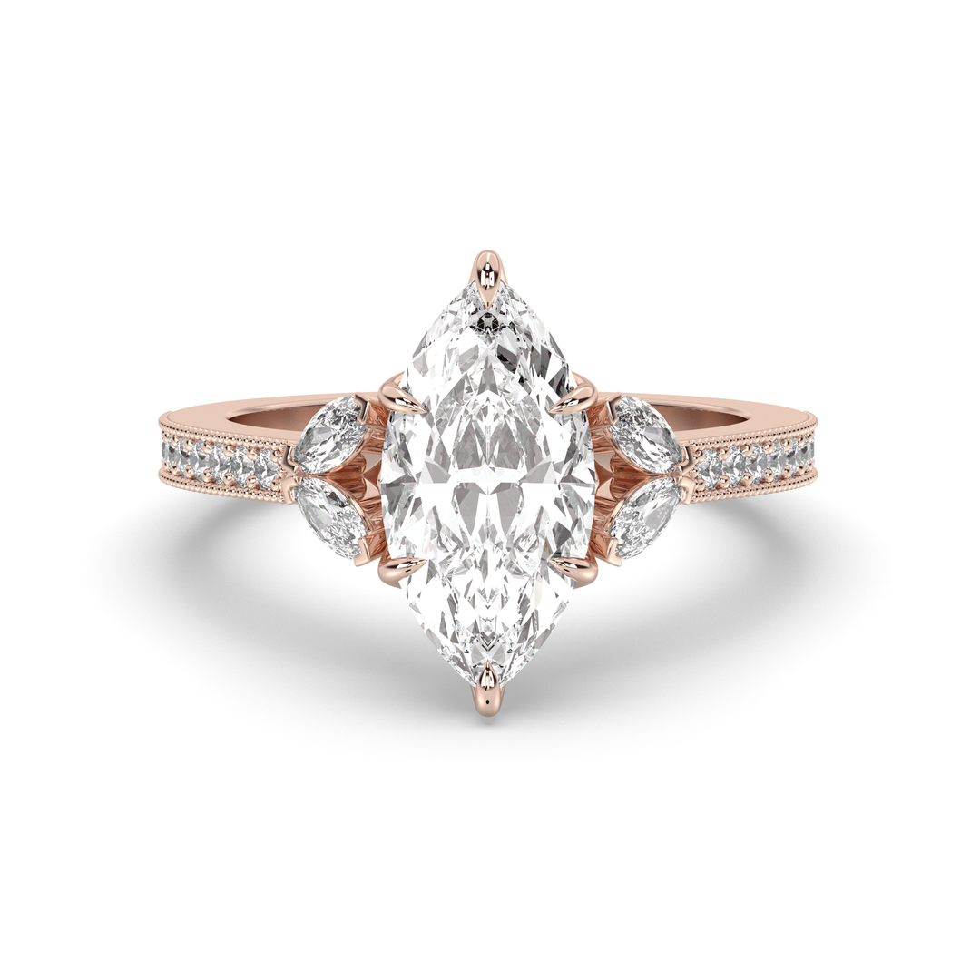 1.5-3.50 CT Marquise Diamond Pave Engagement Ring
