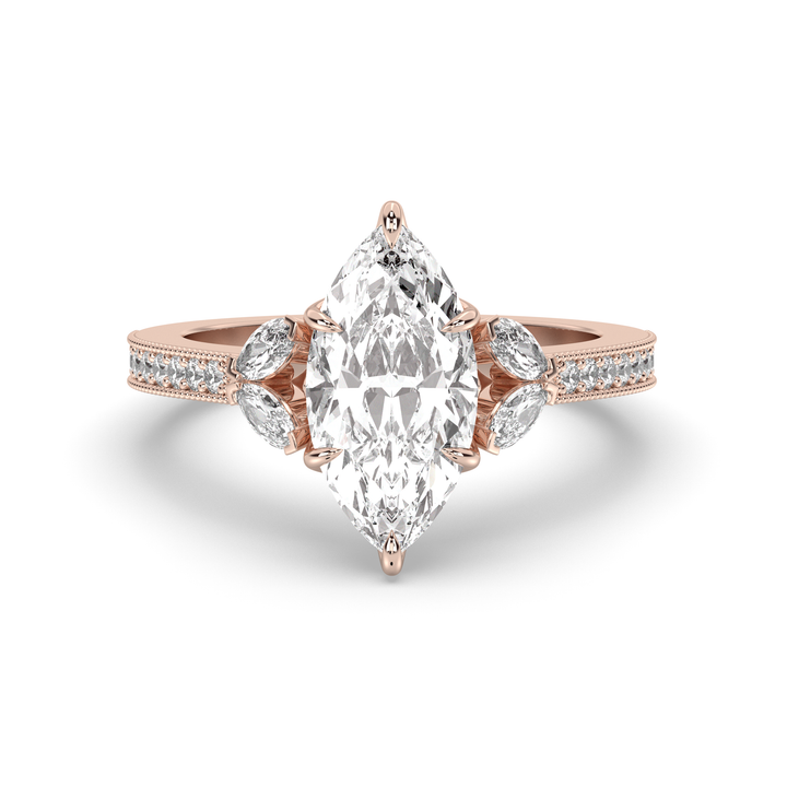 1.5-3.50 CT Marquise Diamond Pave Engagement Ring