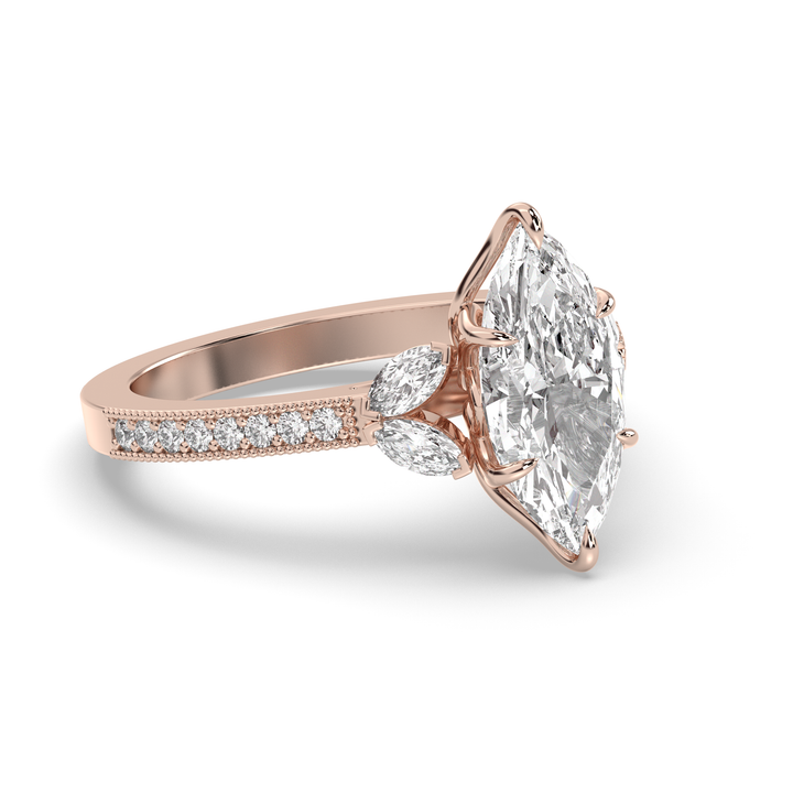 1.5-3.50 CT Marquise Diamond Pave Engagement Ring