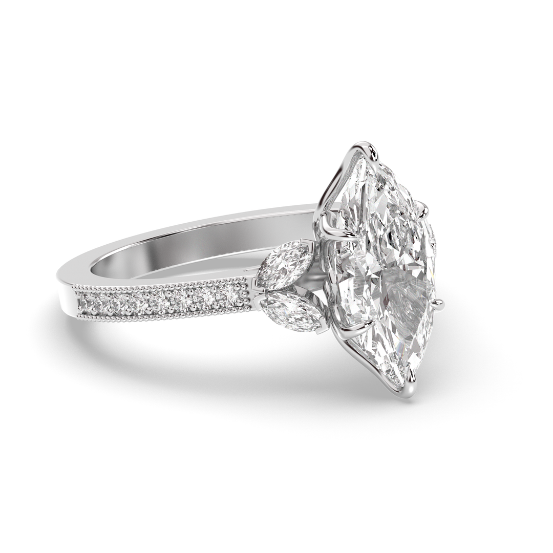 1.5-3.50 CT Marquise Diamond Pave Engagement Ring