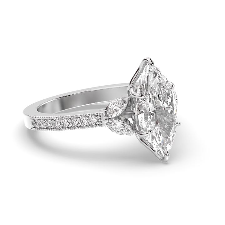 1.5-3.50 CT Marquise Diamond Pave Engagement Ring