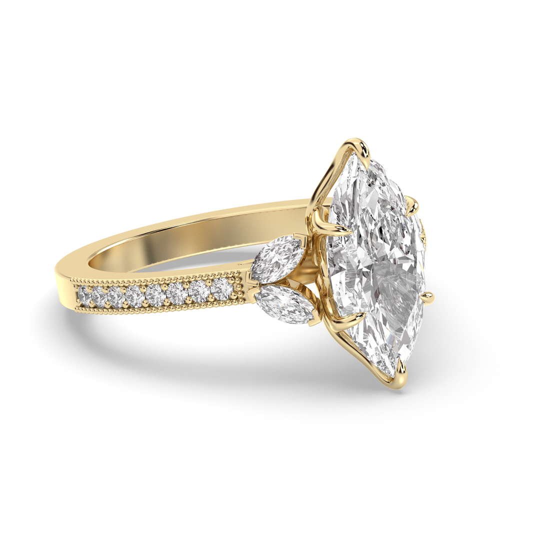 1.5-3.50 CT Marquise Diamond Pave Engagement Ring