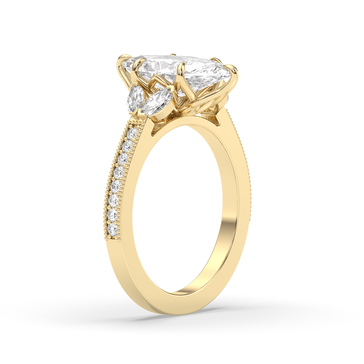 1.5-3.50 CT Marquise Diamond Pave Engagement Ring
