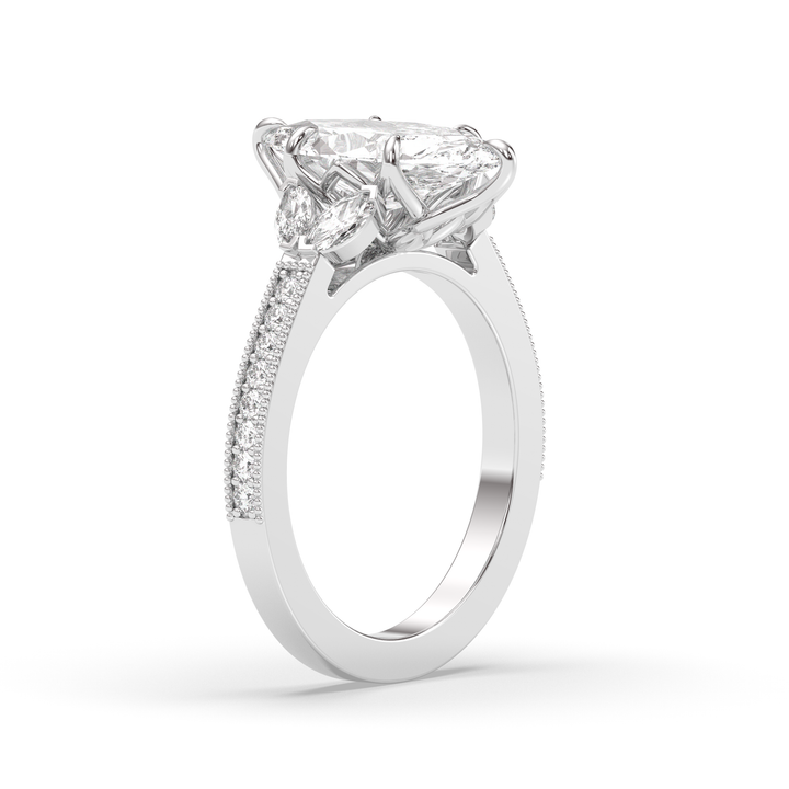 1.5-3.50 CT Marquise Diamond Pave Engagement Ring