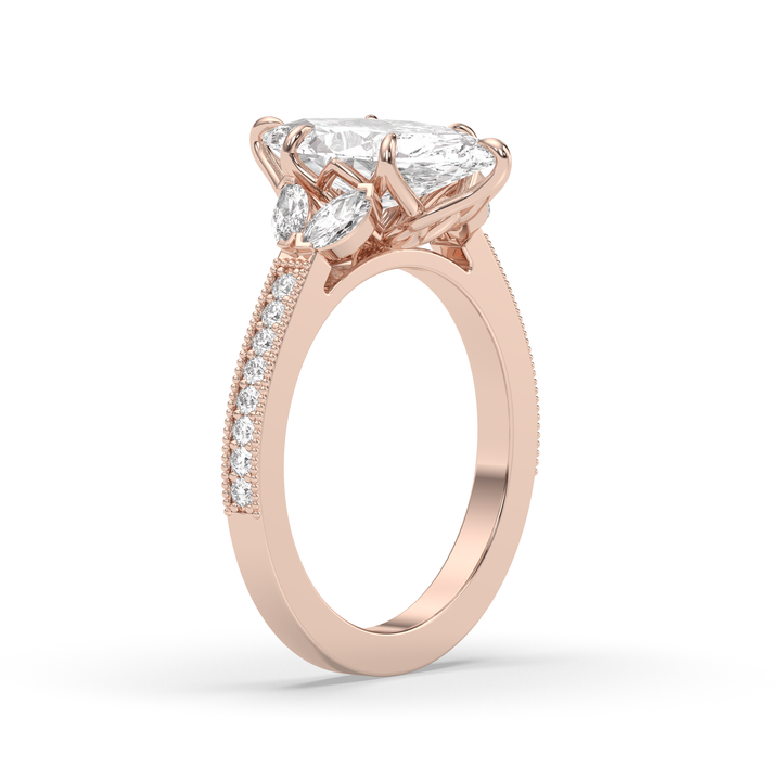 1.5-3.50 CT Marquise Diamond Pave Engagement Ring